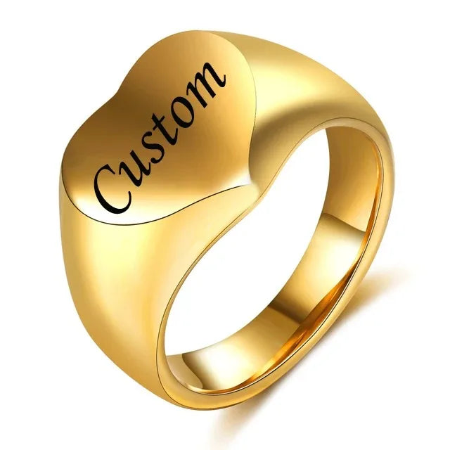 Customized Letter Pattern Logo Stainless Steel Rings