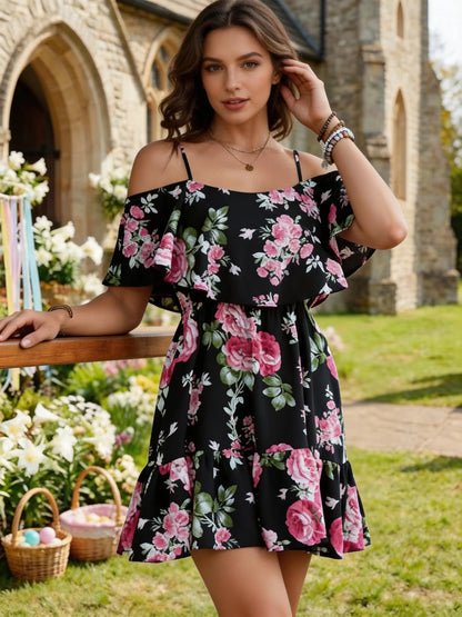 European Style Floral Print Dress