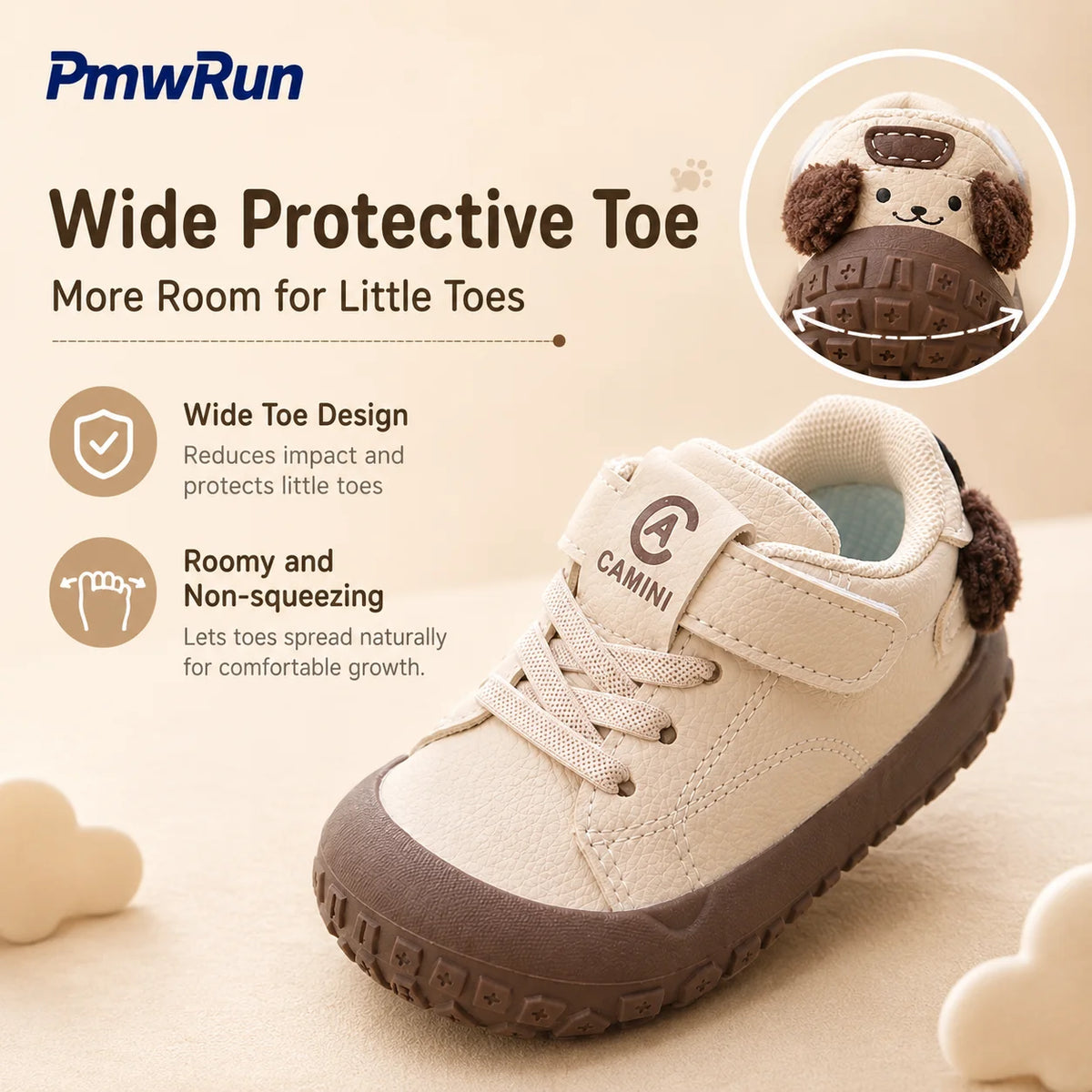 Cute Sport PU Leather Waterproof Running Footwear Toddler Sneakers