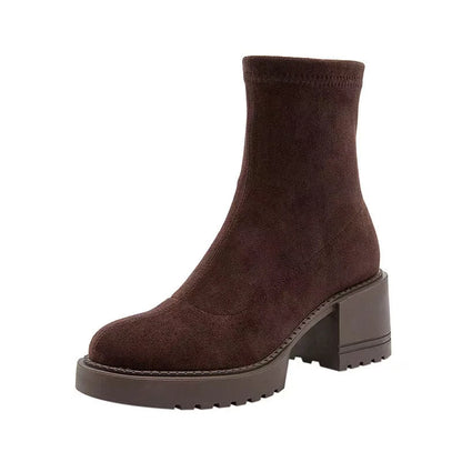 Ankle High Heels Suede Chunky Luxury Winter Boots