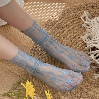 Sexy Lace Flower Ultra-thin Transparent Socks