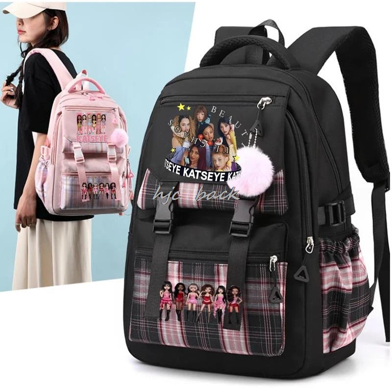 Katseye Funny Print Mochila Book Bags