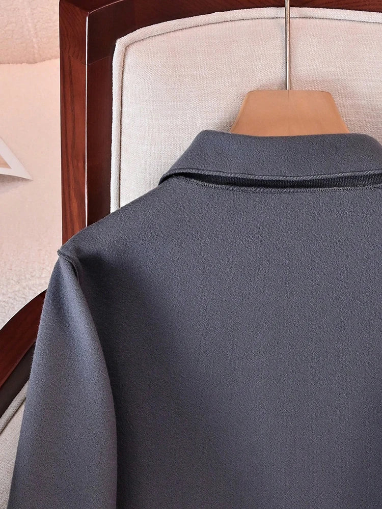 Classic Solid Short Woolen Warm Clothing Button Up Coat