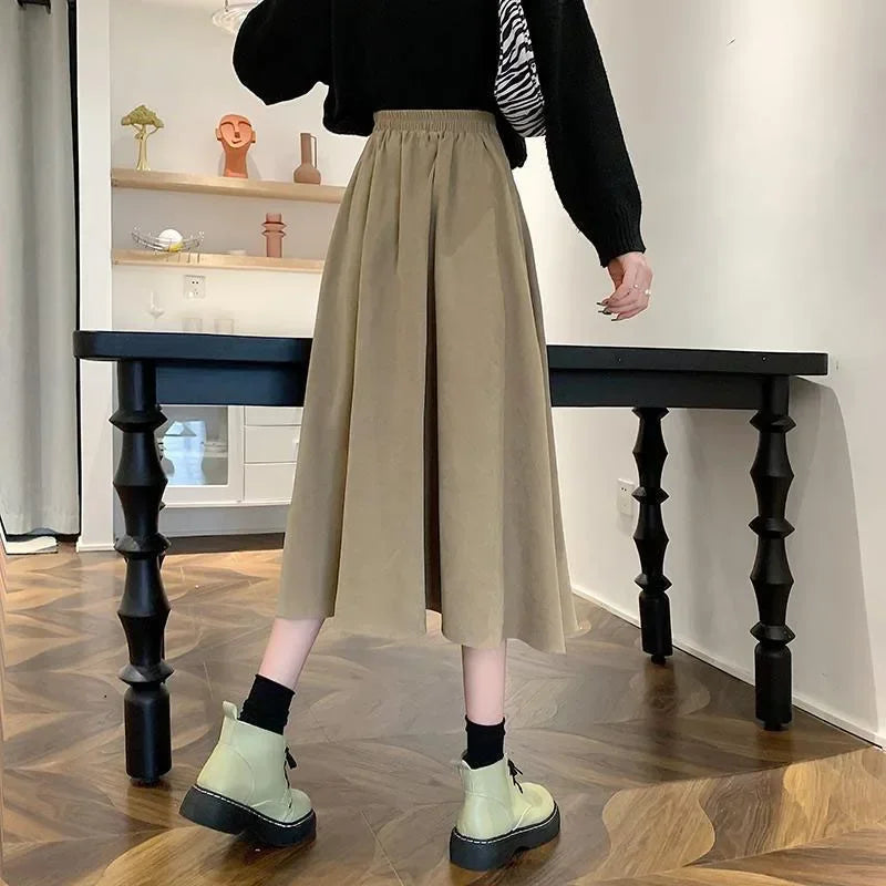 Vintage Pleated High Waist Korean College Long Goth Skirt