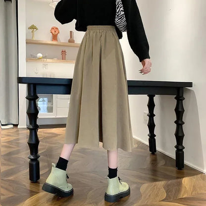 Vintage Pleated High Waist Korean College Long Goth Skirt