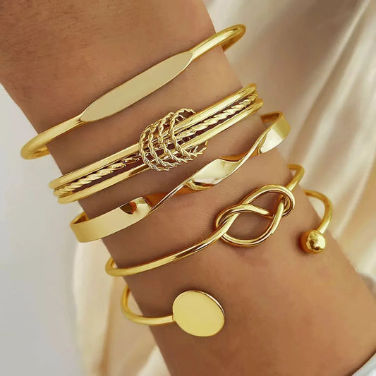 5 pieces spiral geometric adjustable bracelets