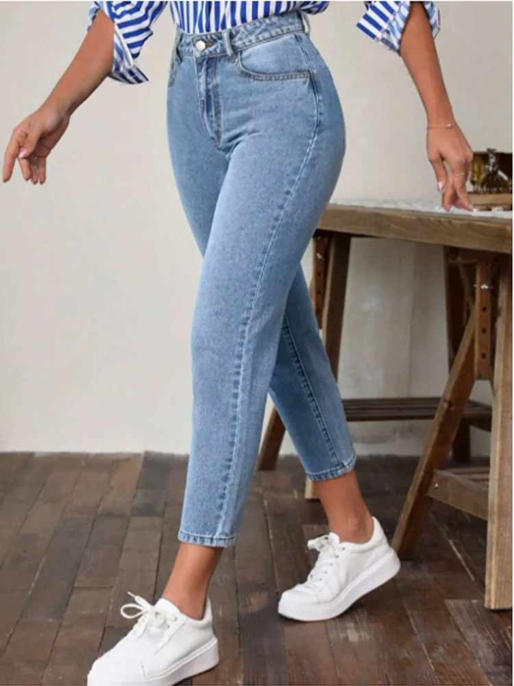 High Waist Straight Leg Pants Jeans