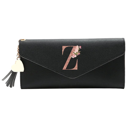 Black Small Leather Coin Rose Gold Wallet