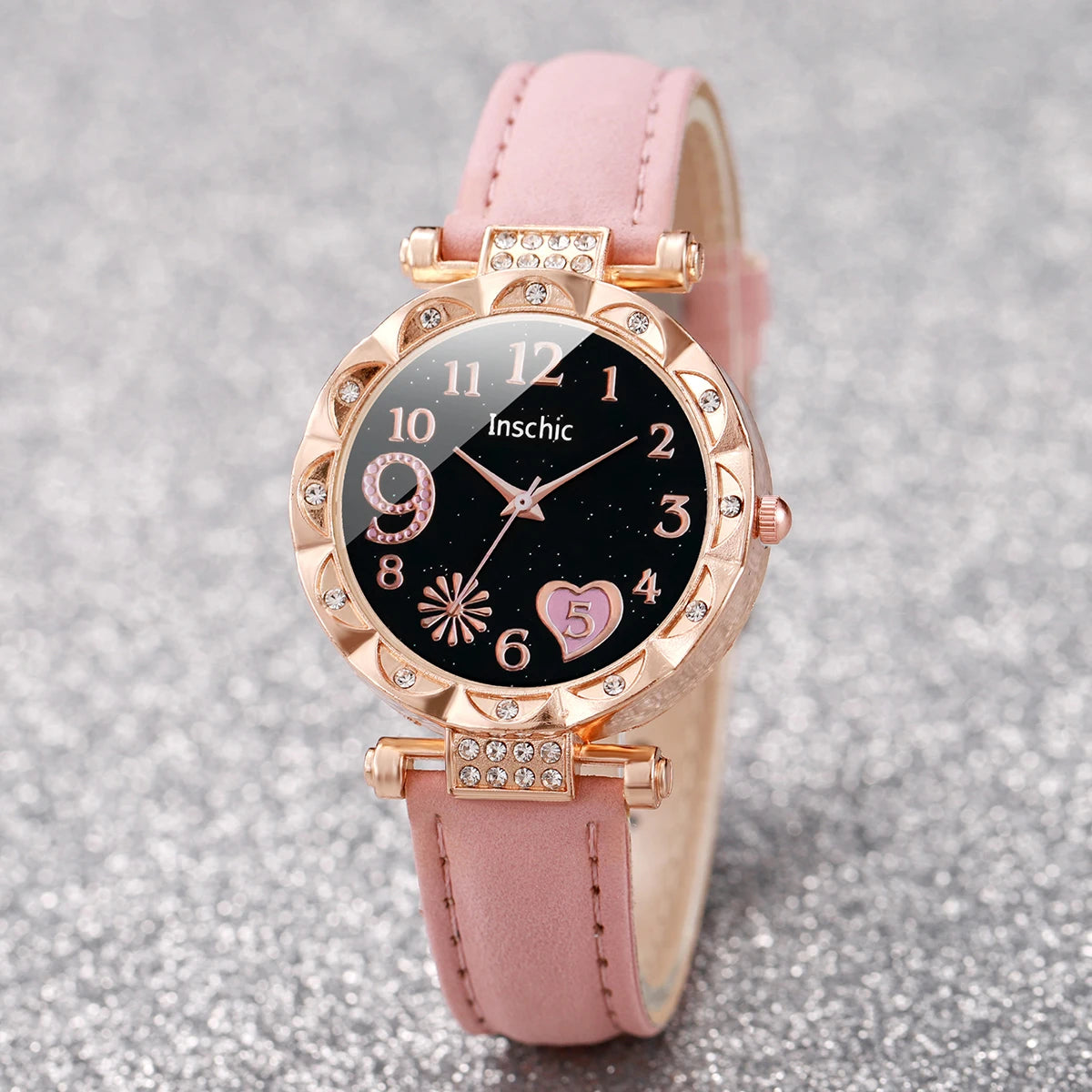 6PCS/Set Heart Dial Watch Set
