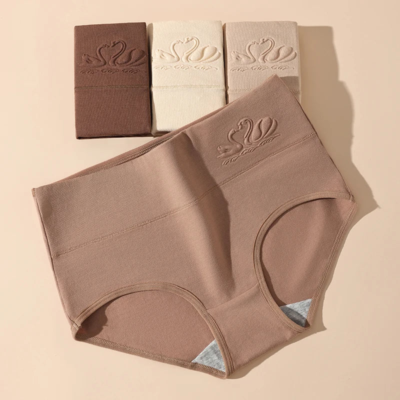 4PCS High Waist Cotton Underpants Plus Size Lingerie