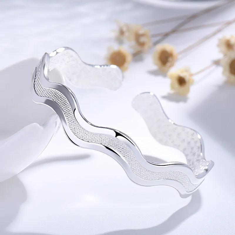 DANA 925 sterling silver Frosted wave Star River bracelets