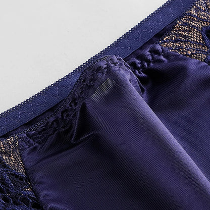 Satin Soft Middle Waist Elegant Exquisite Flower Underwear