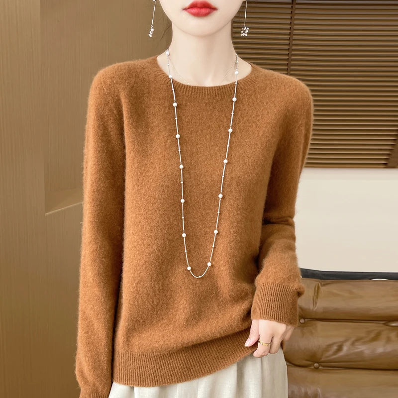 Wool Cashmere Pullover O-Neck Long Sleeve