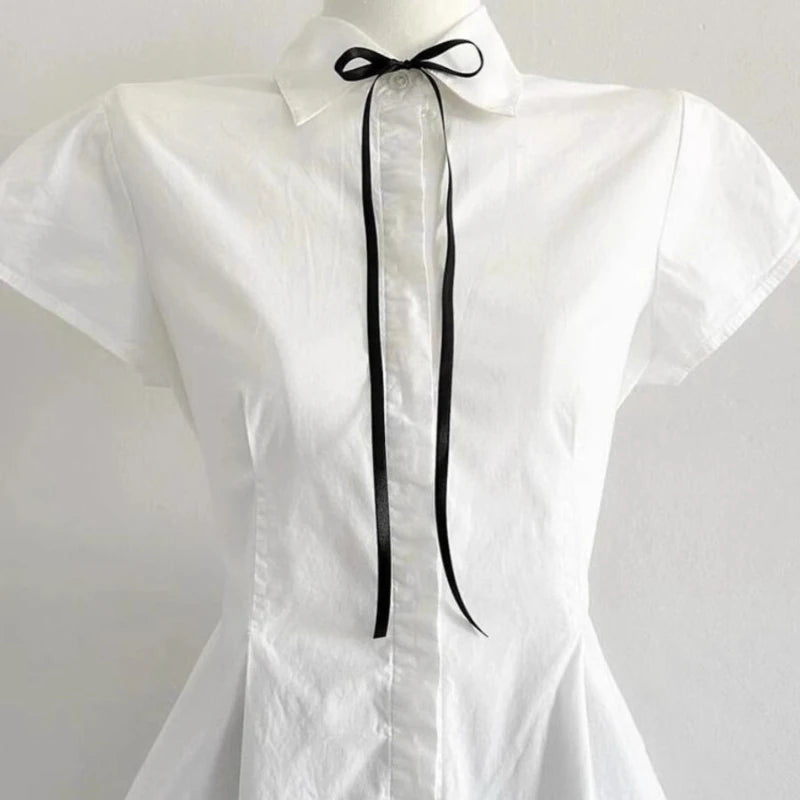 Deeptown Elegant Sweet White Blouse