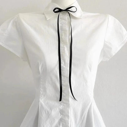 Deeptown Elegant Sweet White Blouse