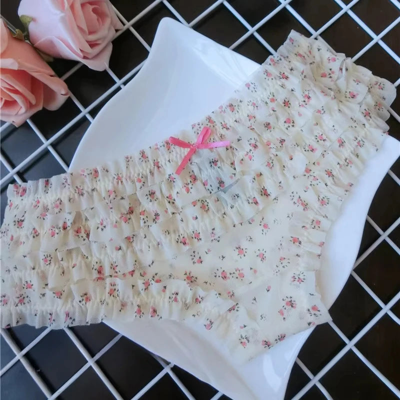 Sexy Low Waist Lingerie Cute Sweet Underwear Cake Layer Lace Briefs