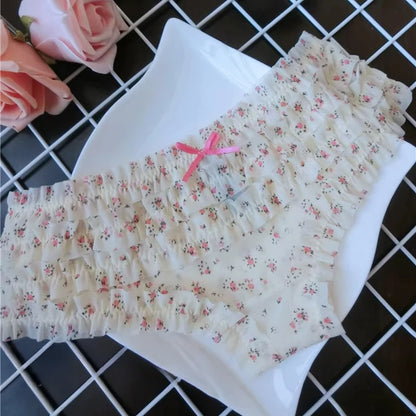 Sexy Low Waist Lingerie Cute Sweet Underwear Cake Layer Lace Briefs