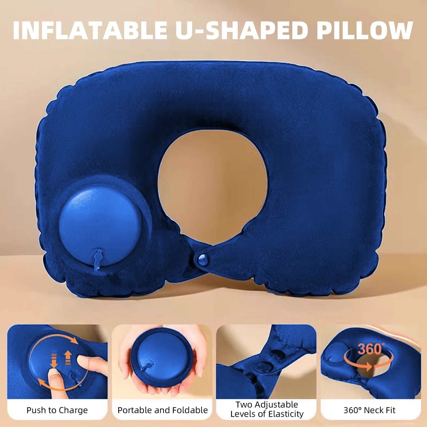 U-Shaped Inflatable Travel Pillow Portable Air Neck