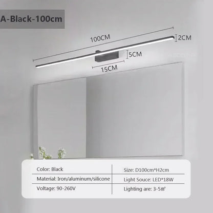 LED Wall Lamp Mirror Decor Lighting 60/80/100cm Long Strip Light