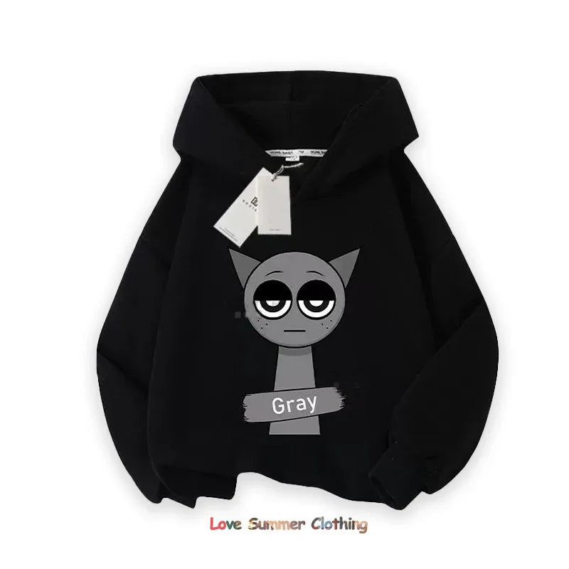 Sprunki Thick Anime Cartoon Sweatshirt Autumn Winter Hip Hop Hooded
