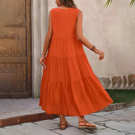 Casual Long Dresses V-neck Loose Dress