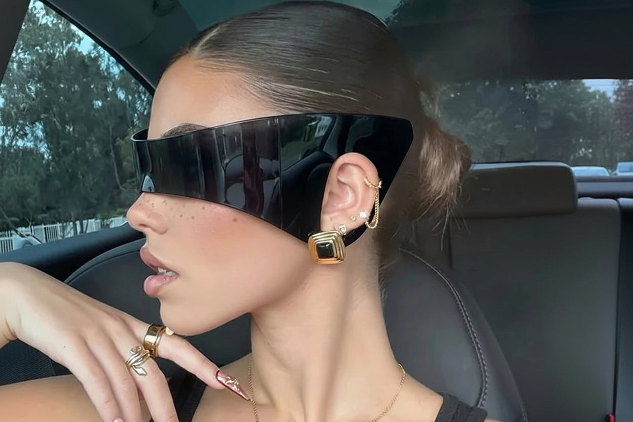 Steampunk Shield Luxury Punk Sports Wrap Around Windproof Sunglasses