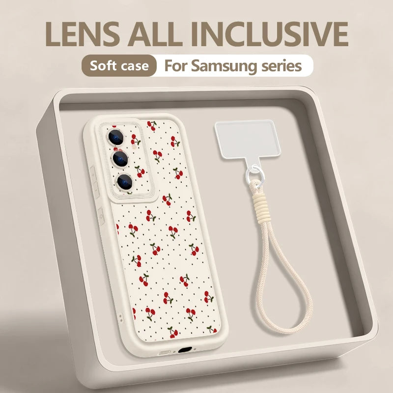 Little Cherry Pattern Lanyard Phone Case For Samsung Galaxy Edge Soft Strap Cover