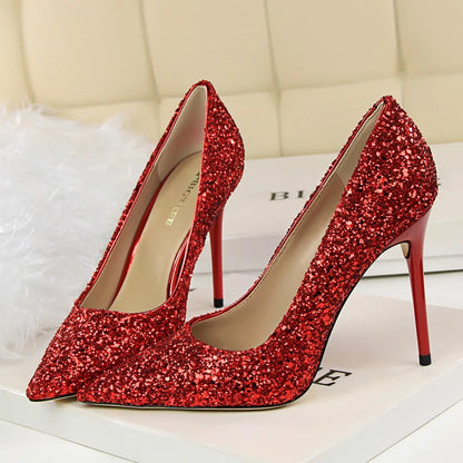 High Heels Pumps Glitter Gold Silver Shoes