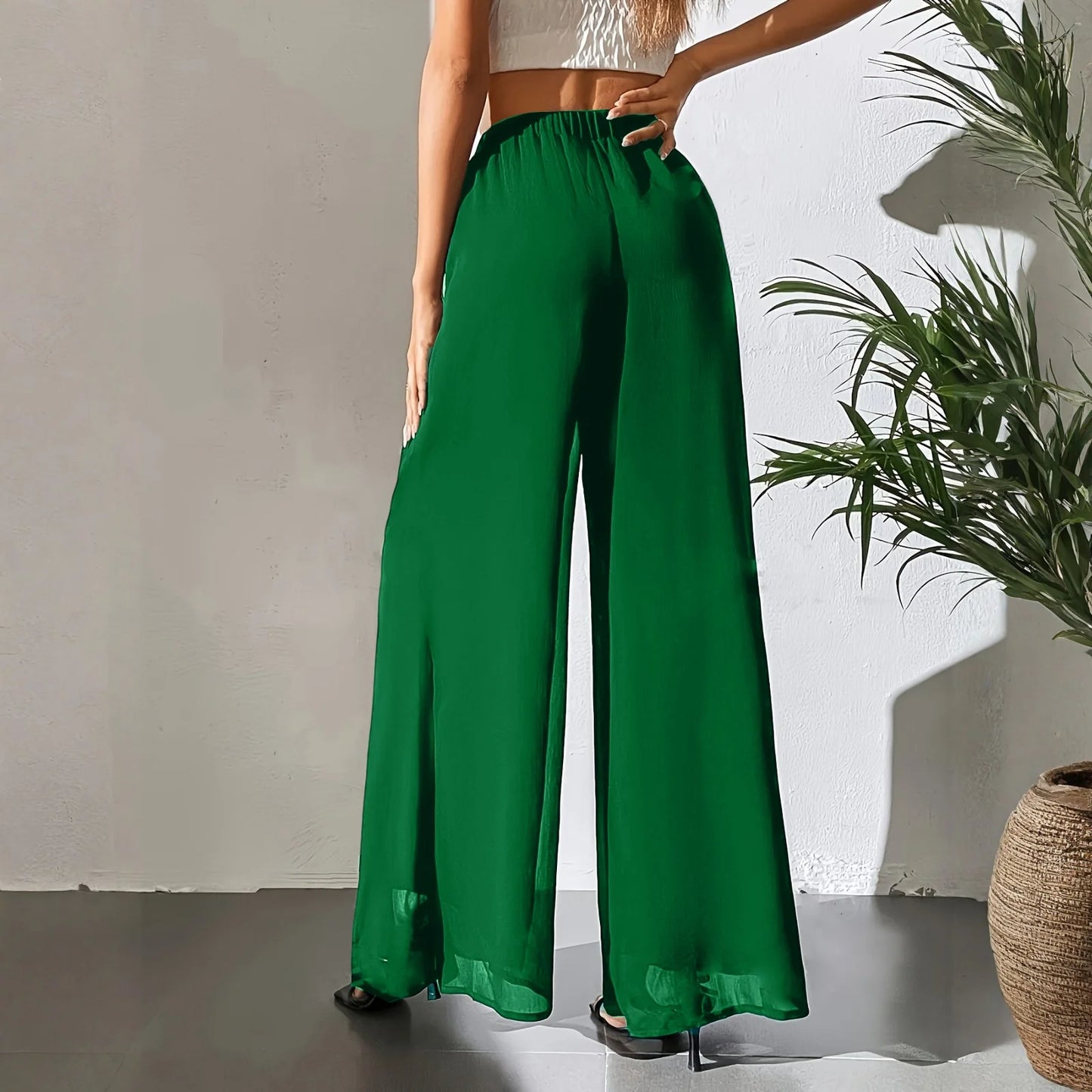 Loose Ice Silk Chiffon Wide Legged Straight Pants