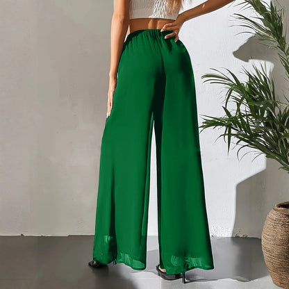 Loose Ice Silk Chiffon Wide Legged Straight Pants