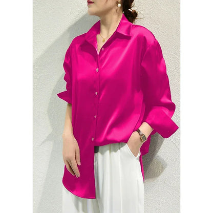 Satin Casual Long Sleeve Elegant Shirts