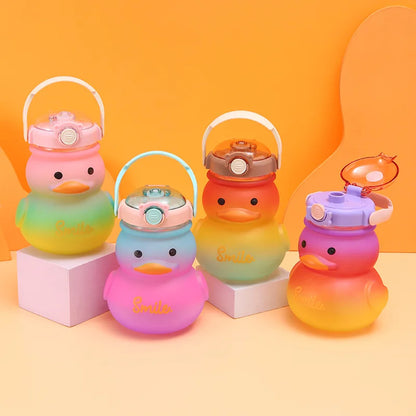 650ml Cute Water Bottle for Girls with Straw Portable Duck Kettle Drinking Cup