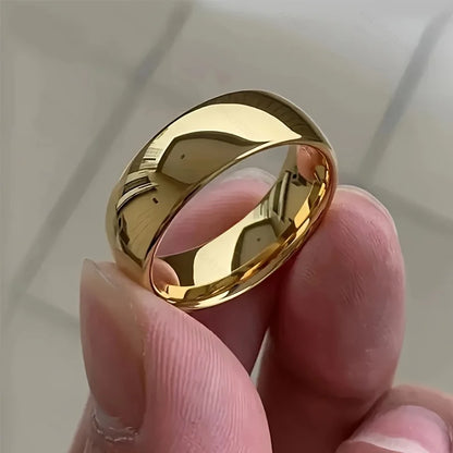6MM Stainless Steel Classic Gold Rings
