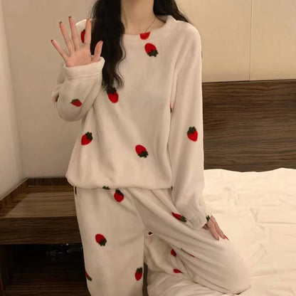 Soft Comfortable Velvet Jacquard Warm Sleepwear Pajama Sets