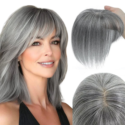 Real Human Hair Toppers Bangs 3D Hair Pieces with Thinning Hair Bangs