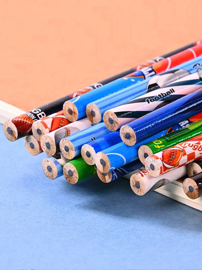 12pcs Sports Ball Themed Wooden Pencils