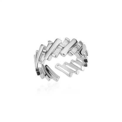 Stainless Steel Round Zircon Geometric Gold Crystal Ring