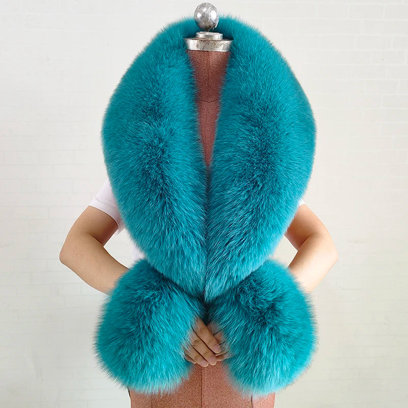 Conjunto de bufanda y puños de piel de zorro natural