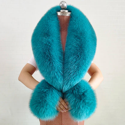 Conjunto de bufanda y puños de piel de zorro natural