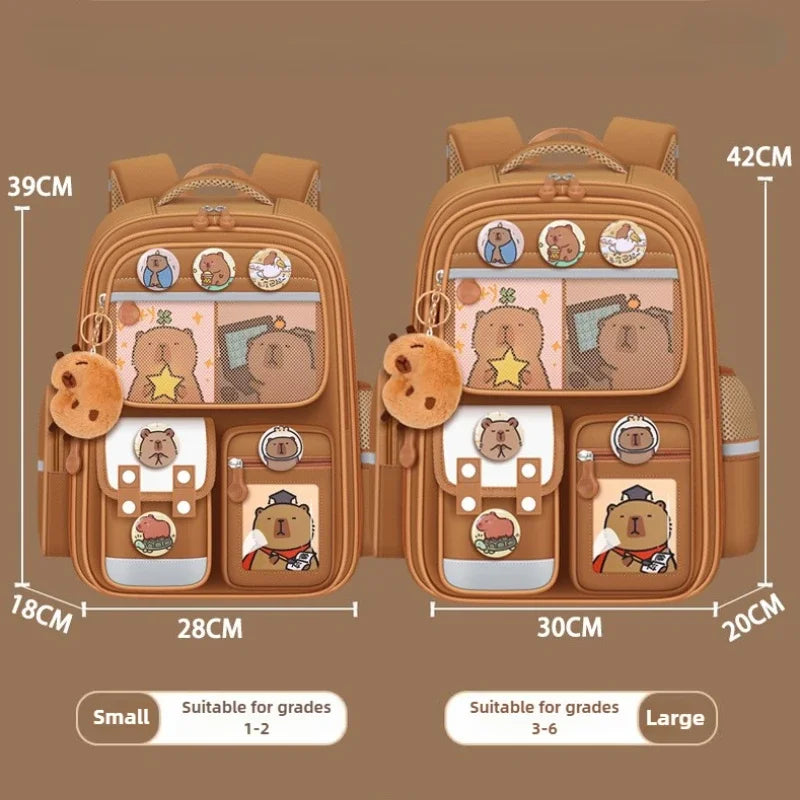 Capybara Children Backpack Waterproof Student Schoolbag Large Capacity