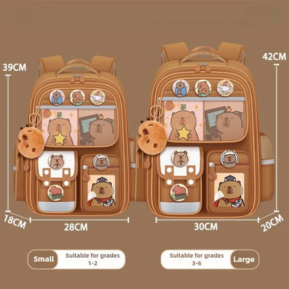 Capybara Children Backpack Waterproof Student Schoolbag Large Capacity