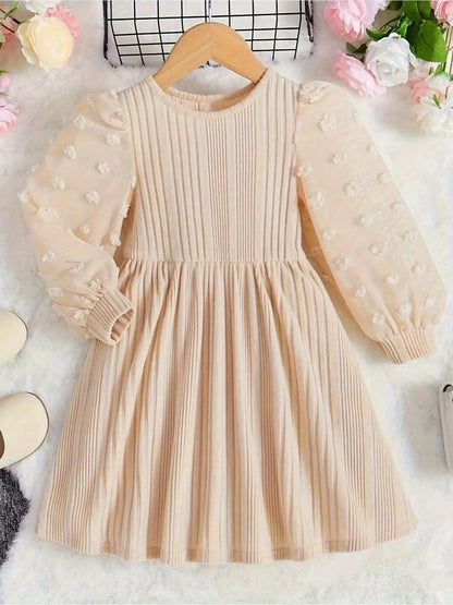 French elegant polka dot velvet lace patchwork lantern bubble sleeve long sleeved dress