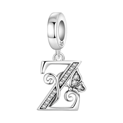 925 Sterling Silver Zircon Butterfly Letter Bracelet