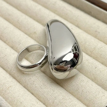 Luxury Punk Chunky Rings Vintage Geometric Large Water Drop Ring