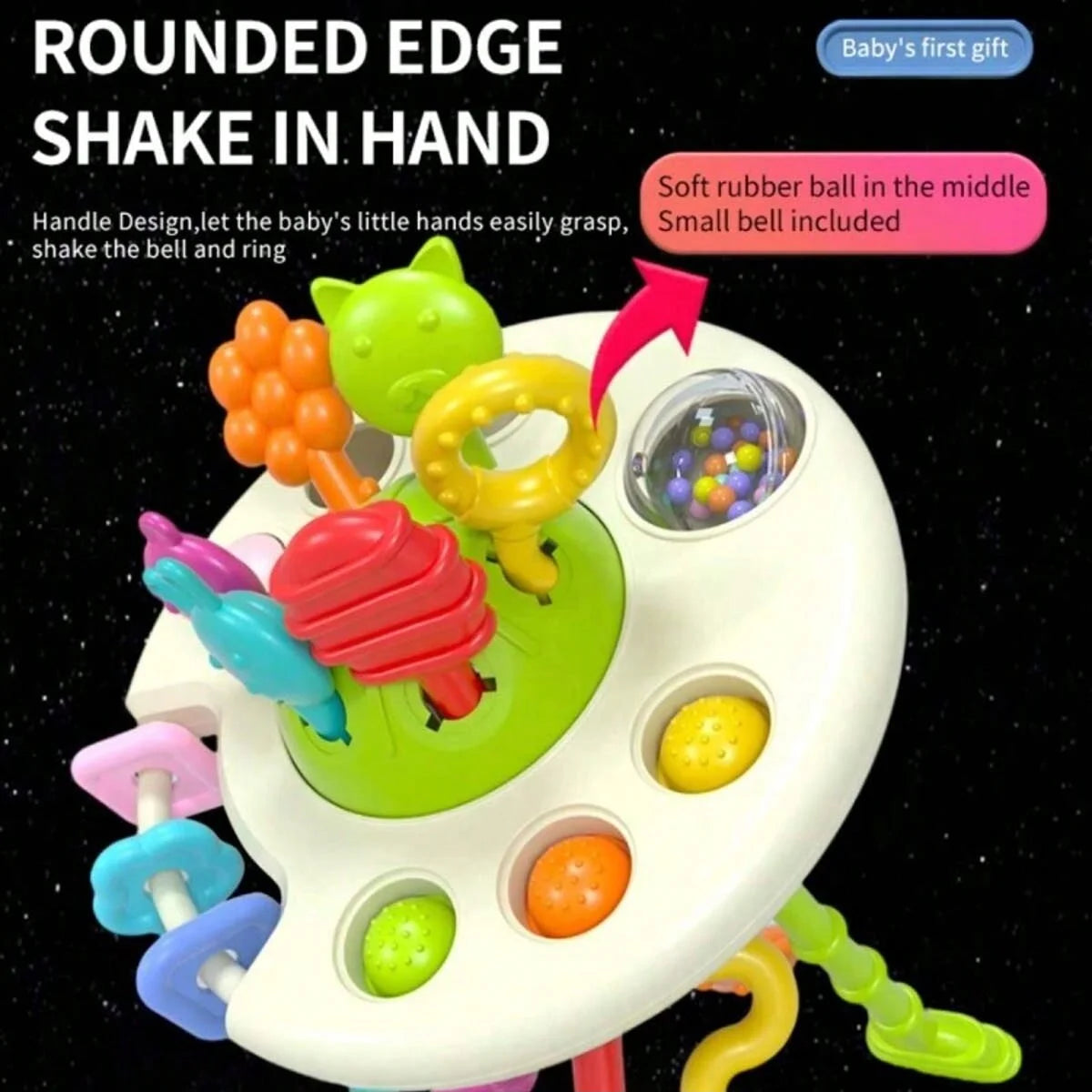 Activity Development Pull String Silicone Teething Rattle Educational Learning Toy