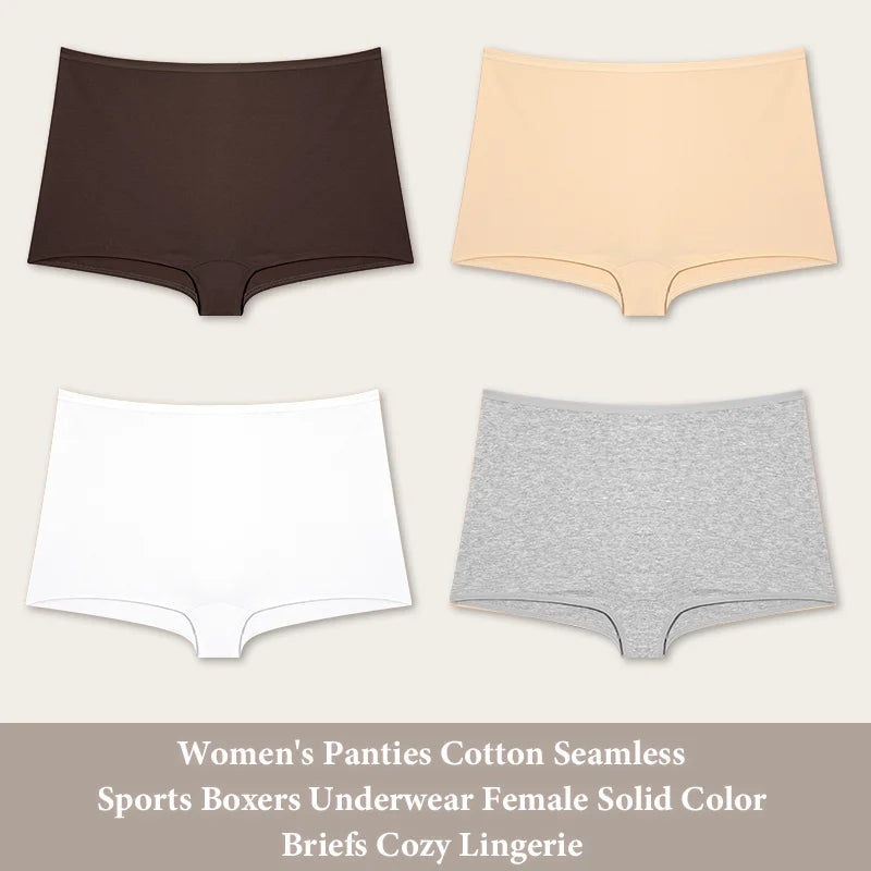 4PCS Cotton Seamless Sports Boxers Underwear  Briefs Cozy Lingerie XS-XL