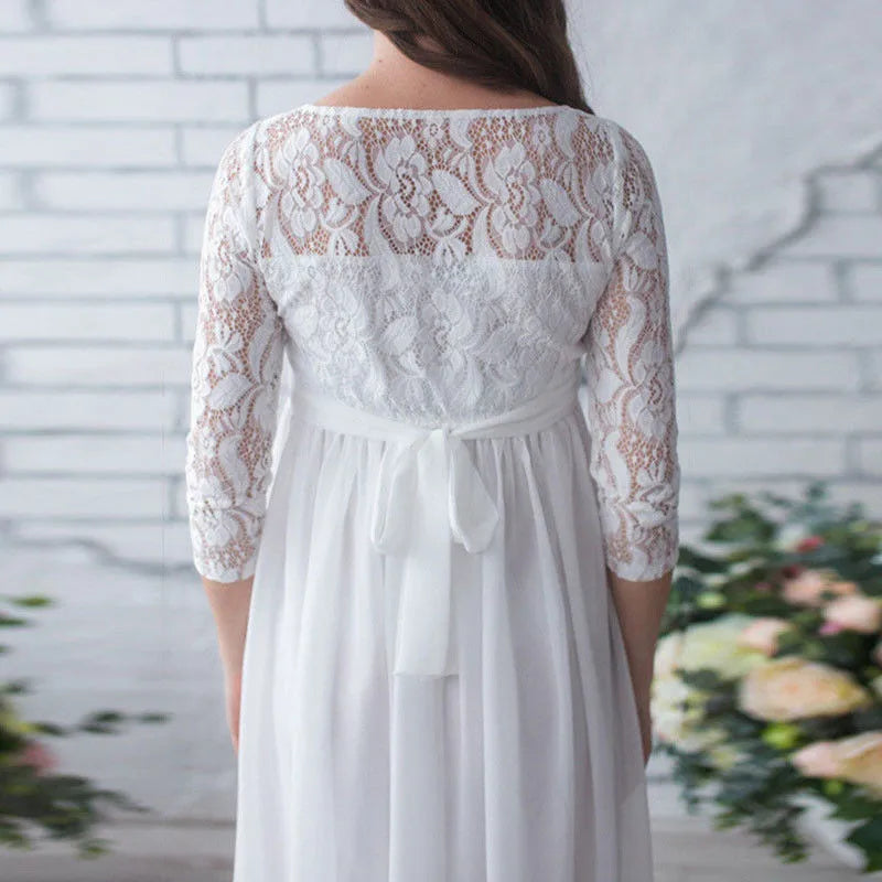 Pregnant Maternity Maxi 3/4 Sleeve Long Dress