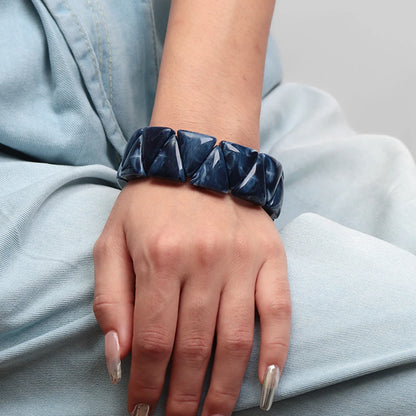 Acrylic Geometric Triangle Marble Elastic Beads Bracelets