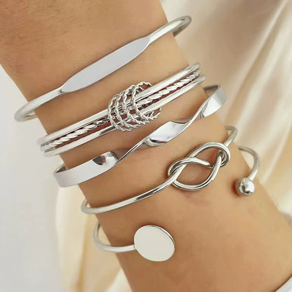 5 pieces spiral geometric adjustable bracelets