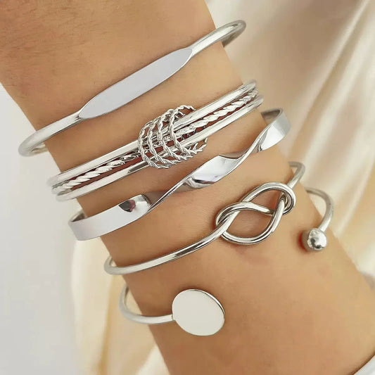 5 pieces spiral geometric adjustable bracelets